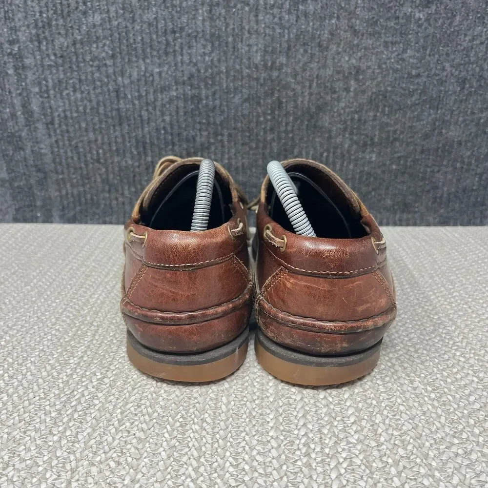 Vintage Gokey Handmade Leather Boat Shoes Brown Vibram Deck Loafer Mens 9 US